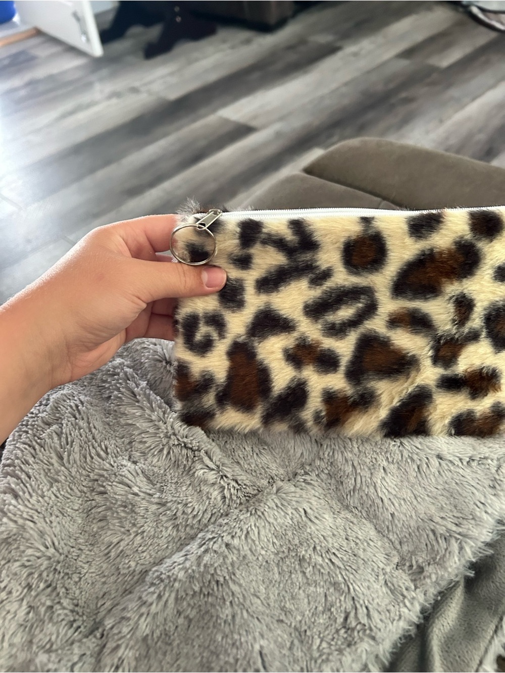 4/$50 Leopard Print Faux Fur Clutch - Brown & Cream wallet coin purse